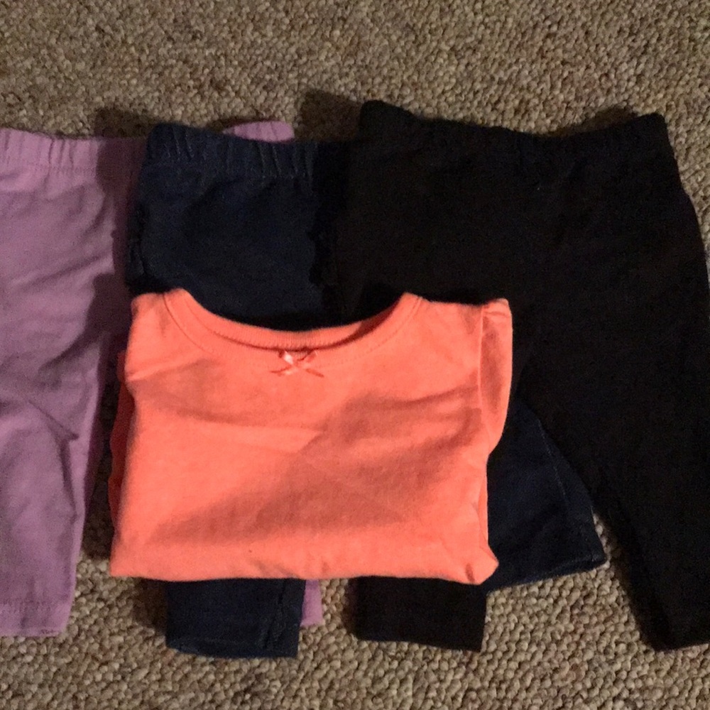 3 pairs of garanimals 0-3 months pants and shirt